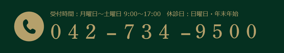 受付時間：平日9:00～17:00　休診日：土・日・祝 042-734-9500
